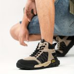 Men's High Top Steel Toe Puncture Proof Anti-skid Work Safety Boots, Lace Up Durable Industrial Construction Shoes - Image 6