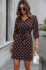 Fashion Dots Print Tie Waist Casual Dress - Image 3