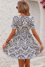 Fashion Print V Neck Casual Mini Dress - Image 5
