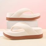 Women's Contrast Color Flip Flops, Soft Sole Platform Slip On EVA Vacation Slides, Non-slip Beach Slides - Image 2