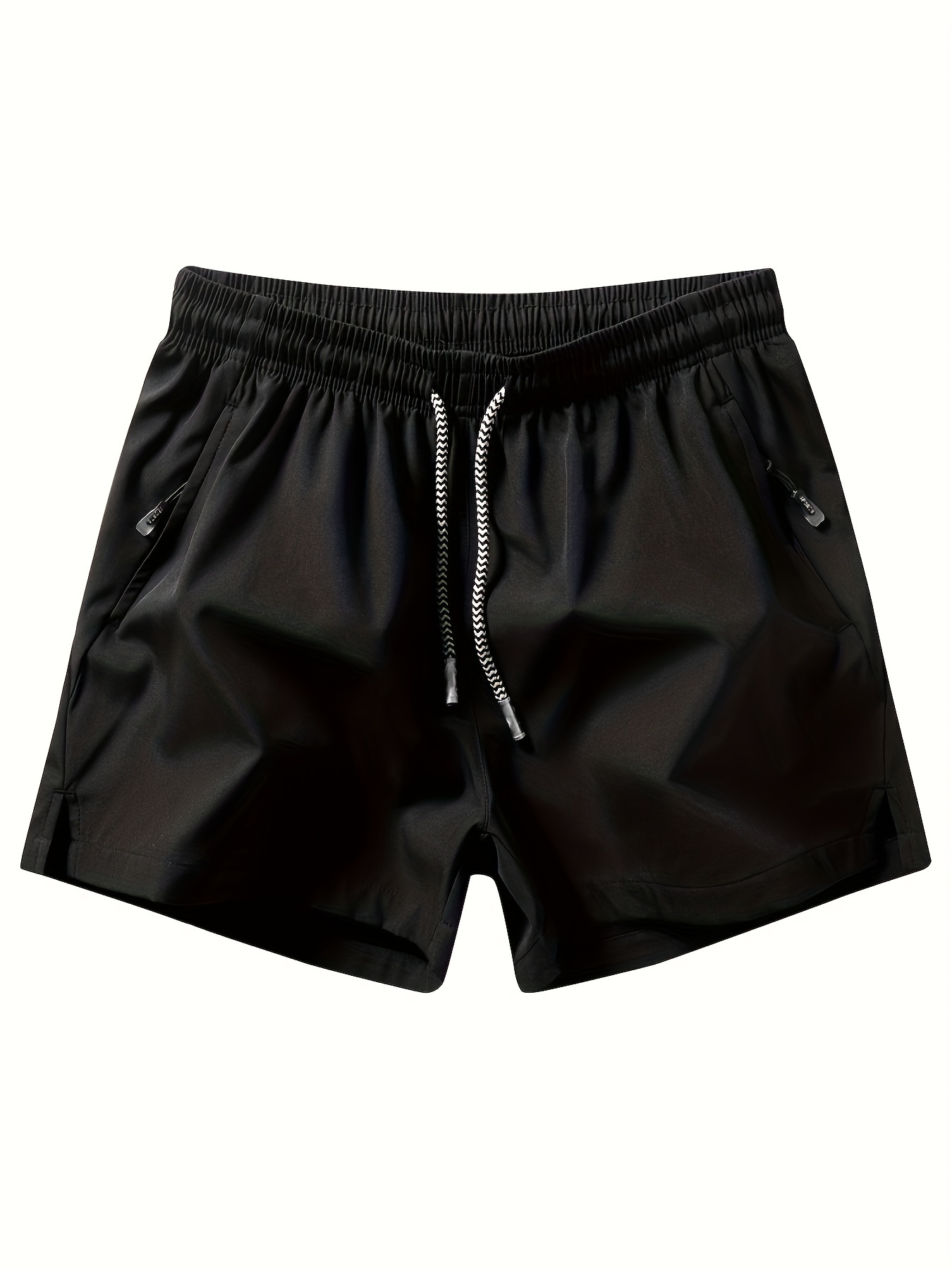 76194d88f01d611bff24662ce520d0c5.jpg Men's Solid Color Leisure Shorts With Zippered Pockets, Summer Fashion Drawstring Sports Shorts For Fitness And Outdoors Wear - Image 1