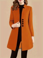 Single Breasted Solid Coat, Elegant Long Sleeve Versatile Outerwear, Women's Clothing