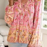 Floral Print Long Sleeve Casual Tops