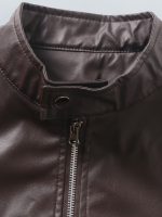 2026 Autumn And Winter New Zipper Cardigan Pocket PU Leather Small Stand Collar MotorcycleJacket Coat Men's Coat - Image 8