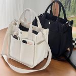 Mini Canvas Tote Bag With Top Handle, Multi Pockets Crossbody Bag, Portable Lunch Box Storage Bag - Image 6
