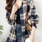 Plaid Print Button Front Blouse, Casual Long Sleeve Blouse For Spring & Fall, Women's Clothing - Image 2