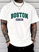 Letter Print Men's Creative Top, Casual Short Sleeve Crew Neck T-shirt, Men's Clothing For Summer Outdoor