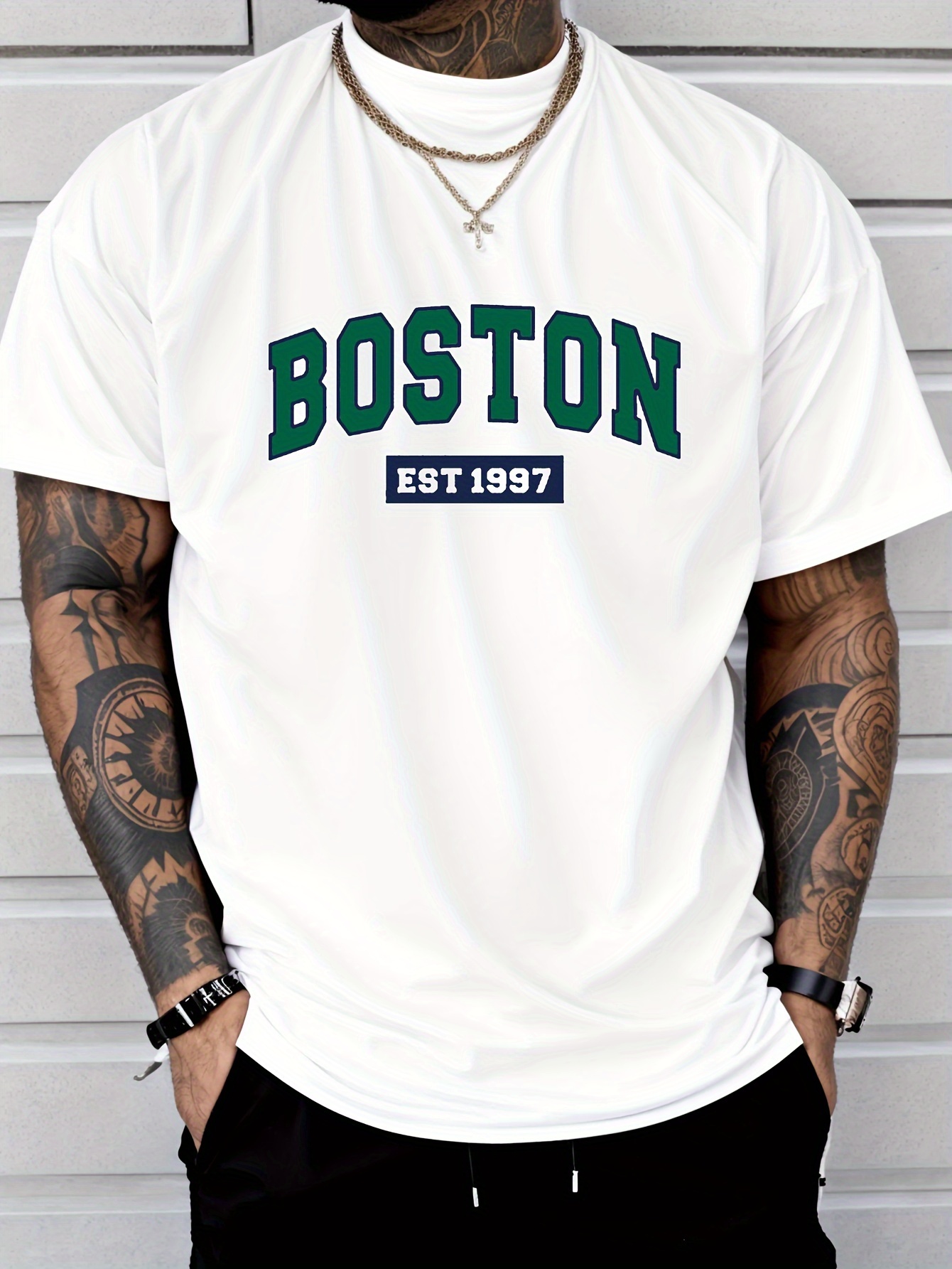 798213b5-c9db-414e-ae30-667f02261d03.jpg Letter Print Men's Creative Top, Casual Short Sleeve Crew Neck T-shirt, Men's Clothing For Summer Outdoor - Image 1