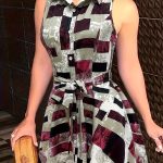 Abstract Print Button Front Sleeveless Dress, Casual Tie-waist Lapel Dress For Spring & Summer, Women's Clothing