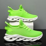 PLUS SIZE Men's Trendy Woven Knit Breathable Blade Type Sneakers, Comfy Non Slip Lace Up Shoes For Men's Outdoor Activities - Image 4