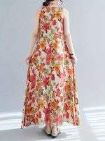 Floral Print Crew Neck Dress, Elegant Sleeveless Dress For Spring & Summer, Women's Clothing - Image 4