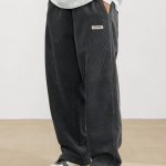 Men's Loose-Fit Corduroy Casual Pants With Pockets In Solid Color, Breathable Straight-Leg Drawstring Trousers For Urban Streetwear And Outdoor Activities, Casual Style - Image 4