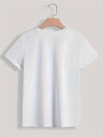 Paris Print T-shirt, Short Sleeve Crew Neck Casual Top For Summer & Spring, Women's Clothing - Image 3