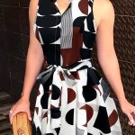 Abstract Print Button Front Sleeveless Dress, Casual Tie-waist Lapel Dress For Spring & Summer, Women's Clothing - Image 4