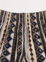 Geo Print Shirred Waist Shorts, Vacation Loose Beach Shorts For Spring & Summer, Women's Clothing - Image 6