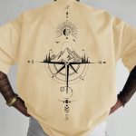 Sun & Mountain Print Men's Round Neck Short Sleeve Tee Fashion Regular Fit T-Shirt Top For Spring Summer Holiday Leisure Vacation