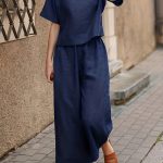 Solid Two-piece Set, Crew Neck Casual T-Shirt & Wide Leg Pants, Women's Clothing - Image 3