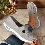 Women's Solid Color Sneakers, Breathable Knit Slip On Outdoor Shoes, Lightweight Low Top Shoes - Image 12