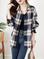 Plaid Print Button Front Blouse, Casual Long Sleeve Blouse For Spring & Fall, Women's Clothing - Image 5