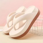 Women's Contrast Color Flip Flops, Soft Sole Platform Slip On EVA Vacation Slides, Non-slip Beach Slides