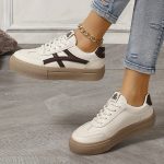 Women's Colorblock Trendy Sneakers, Lace Up Soft Sole Platform Skate Shoes, Low-top Versatile Shoes - Image 9