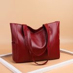 Faux Leather Tote Bag, Multi Pockets Bag, Large Handbags For Work School Travel - Image 2