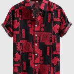 Men's Stylish Loose Cotton Blend Floral Print Shirt, Casual Breathable Lapel Button Up Short Sleeve Shirt For Summer Outdoor Activities - Image 3