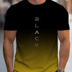 Men's Gradient Color Black Graphic Print T-shirt, Short Sleeve Crew Neck Tee, Men's Clothing For Outdoor - Image 3