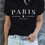 PARIS Print T-shirt, Short Sleeve Crew Neck Casual Top For Summer & Spring, Women's Clothing - Image 3
