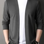 Men's Solid Knitted Cardigan, Casual Breathable Long Sleeve Slim-fit Open Front Sweater For Outdoor Activities - Image 6