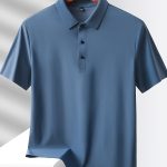 Men's Solid Seamless Short Sleeve Button Up Lapel Shirt, Lightweight Business Casual Style, Breathable Short Sleeve Top, Solid Color Classic Collar Summer Golf Shirts - Image 6