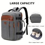 Carry-On Travel Backpack With Shoes Compartment, Expandable Waterproof Luggage Daypack, Portable Laptop Schoolbag - Image 14