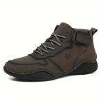 Men's Trendy Solid High Top Boots, Comfy Non Slip Casual Durable Lace Up Shoes For Men's Outdoor Activities - Image 2