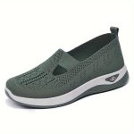 Women's Solid Color Sneakers, Breathable Knit Slip On Outdoor Shoes, Lightweight Low Top Shoes - Image 4