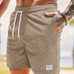 Men's Label Patchwork Regular Fit Solid Shorts With Drawstring And Pockets, Casual And Chic Shorts For Summer Beach And Daily Leisurewear - Image 10