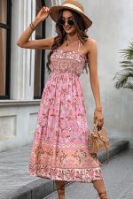 Bohemia Print Smocked Halter Neck Maxi Dress - Image 4