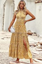 Fashion Print Halter Neck Sleeveless Casual Dress - Image 2