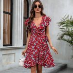 Ruffle Design Fashion Floral Print Casual Dress - Image 6