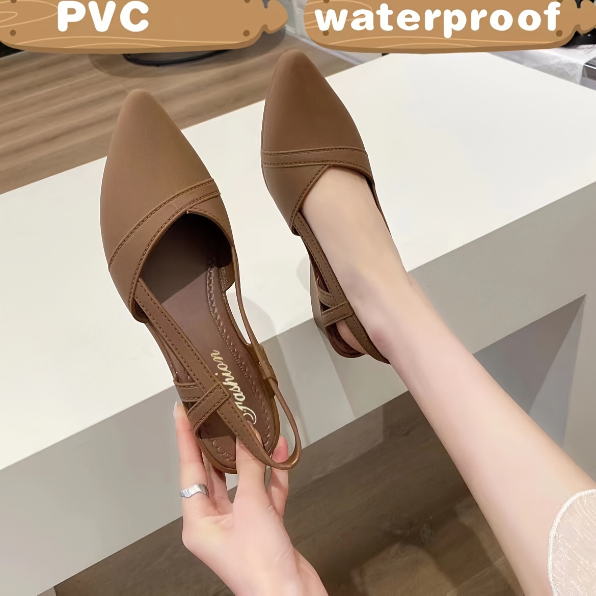 8673726d-7391-4634-b93e-e8bc1f5476b3.jpg Women's Solid Color Wedge Heeled Shoes, Fashion Point Toe Platform Shoes, Comfortable Ankle Strap Shoes - Image 1