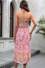 Bohemia Print Smocked Halter Neck Maxi Dress - Image 6