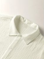 Men's Casual Short Sleeve Black Shirt, Solid Textured Button-Up Classic Lapel Shirt, Summer Fashion Hawaiian Shirt - Image 9