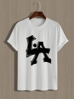Men's Los Angeles Print Short Sleeve T-Shirts, Comfy Casual Elastic Crew Neck Tops, Men's Clothing - Image 10