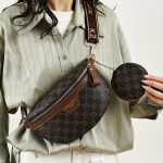 Classic Textured Crescent Crossbody Bag, Vintage Zipper Chest Bag With Round Mini Purse For Women - Image 5