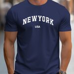 "NEW YORK USA" Print, Men's Novel Design T-shirt, Casual Comfy Tees For Summer, Men's Clothing Tops For Daily Activities - Image 6