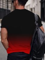 Men's Gradient Color Black Graphic Print T-shirt, Short Sleeve Crew Neck Tee, Men's Clothing For Outdoor - Image 5