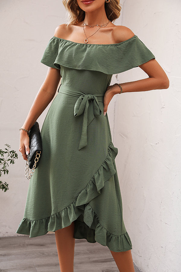 8_33e66935-805d-4ce2-94b1-c6688831c1d3.jpg Ruffle Design Solid Round Neck Casual Dress - Image 1