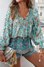 Fashion Floral Print Long Sleeve Casual Tops - Image 4