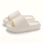 Simple Solid Color Slides, Casual Open Toe Soft Sole Shoes, Comfortable Indoor Home Bathroom Slides - Image 2