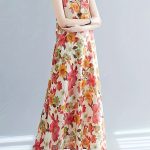 Floral Print Crew Neck Dress, Elegant Sleeveless Dress For Spring & Summer, Women's Clothing