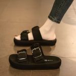 Women's Double Buckle Strap Design Slide Sandals, Casual Open Toe Summer Shoes, Comfortable Slip On Shoes - Image 3